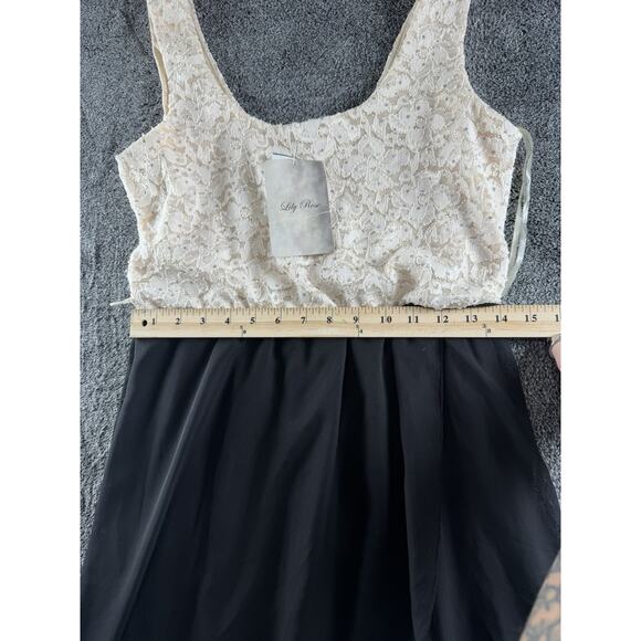 NWT Lily Rose Large Lace Top Black Flowing Chiffon Midi Dress - Picture 3 of 4